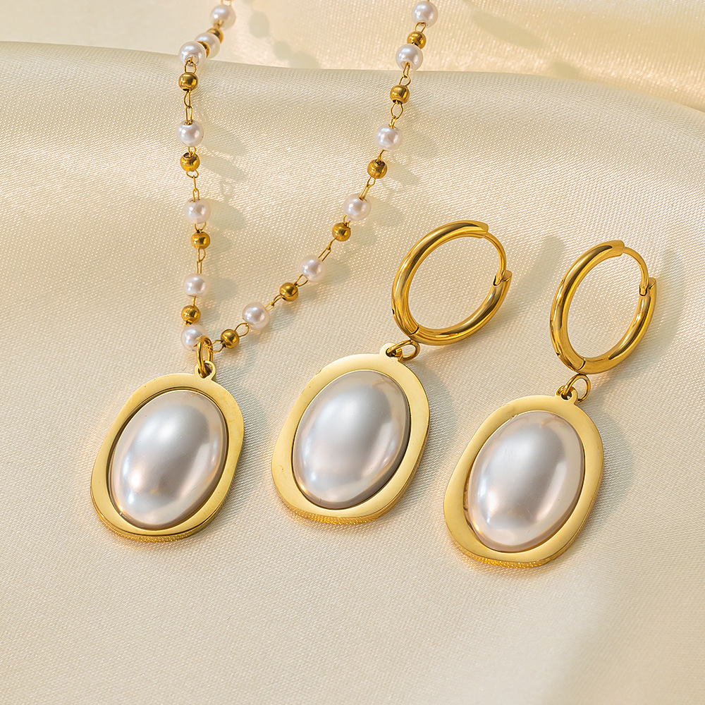 Stainless Steel Necklace Earrings Women's Jewelry Suit - Image 6
