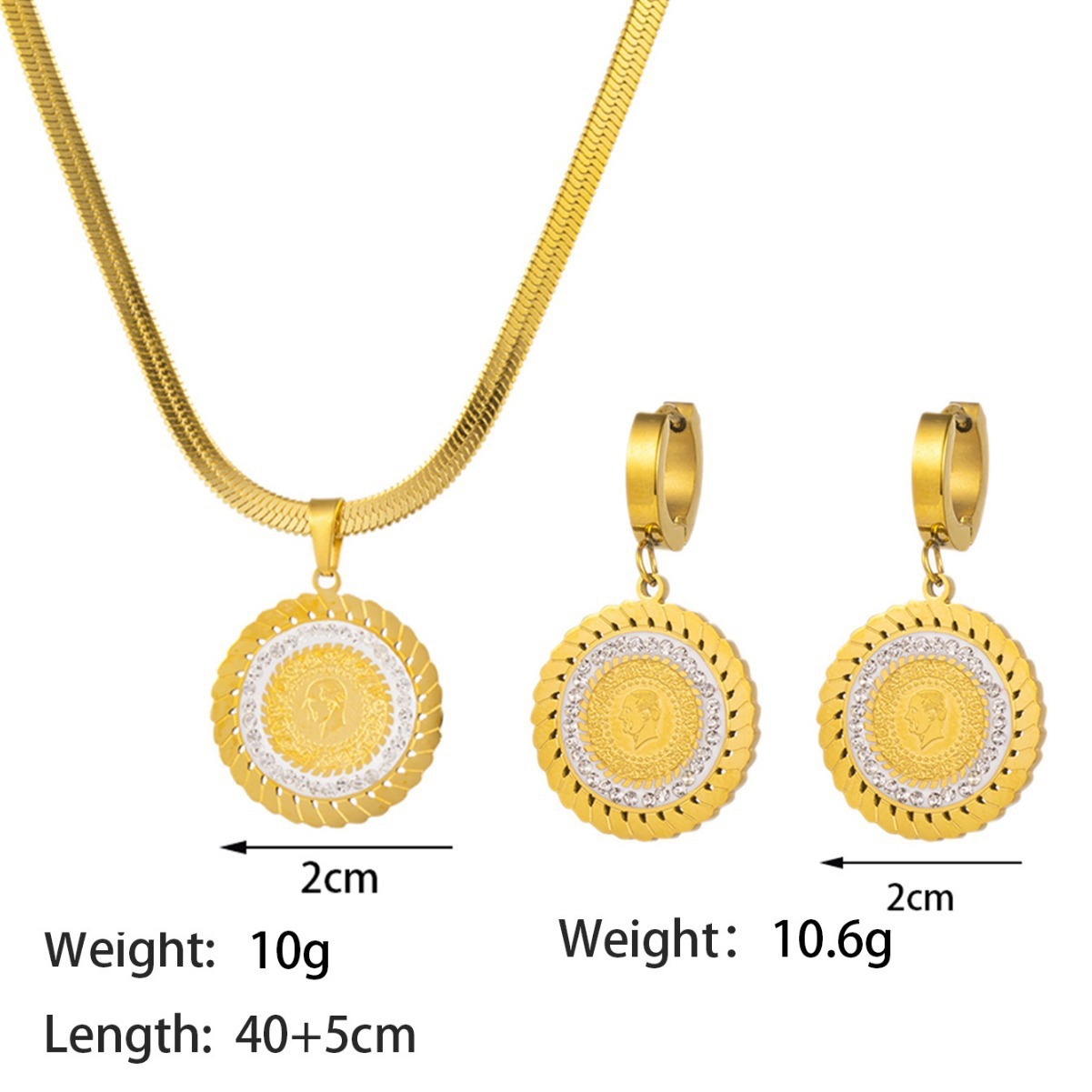 Stainless Steel Necklace Earrings Women's Jewelry Suit - Image 7