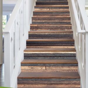 Vintage Brown Wood Grain Stair Sticker