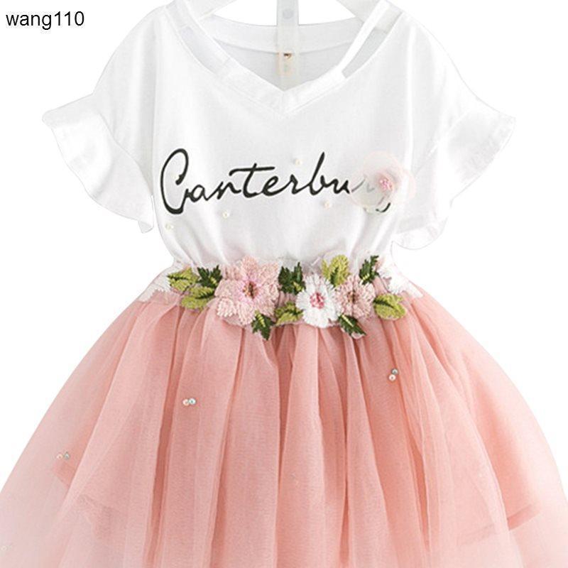 Summer Kids Girls Clothing Sets 2 pcs T-shirt Hole Pants Set - Image 6