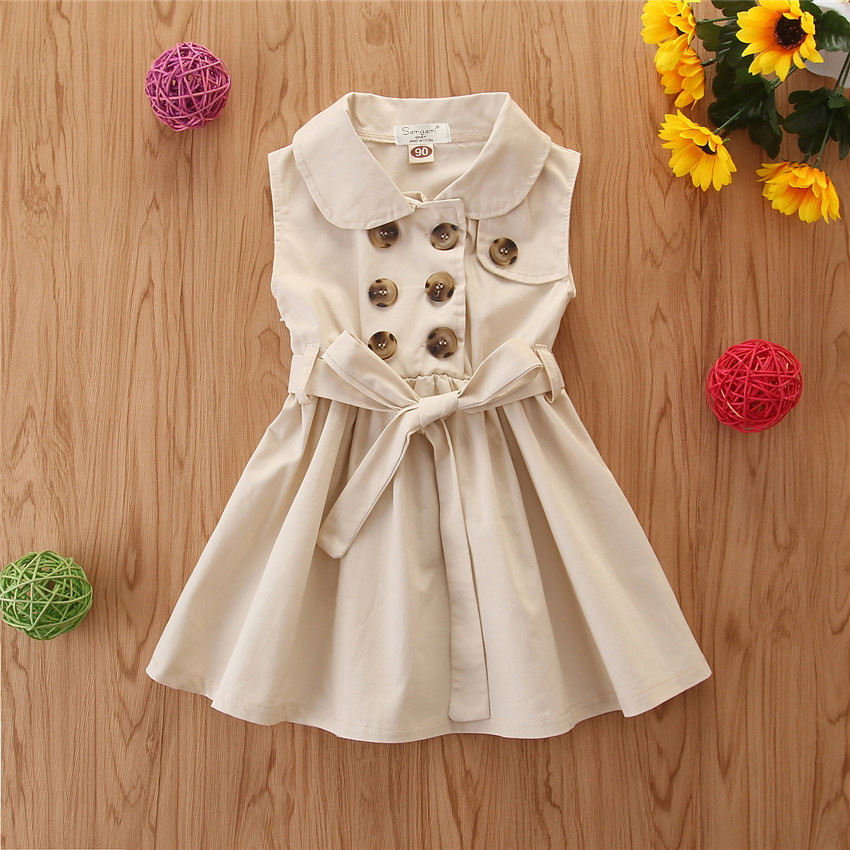 Summer Toddler Baby Girl Dress Kids Princess Casual Sleeveless Sash Button Party A-Line Dress Children Clothing 1-6Y small then usual size - Image 4