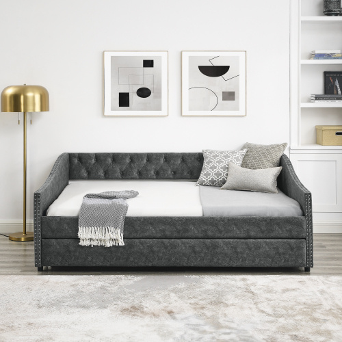 The Full-size Sofa Bed Features A Double-sized Upholstered Tufted Sofa Bed On Wheels Unavailable for- Temu - Image 6