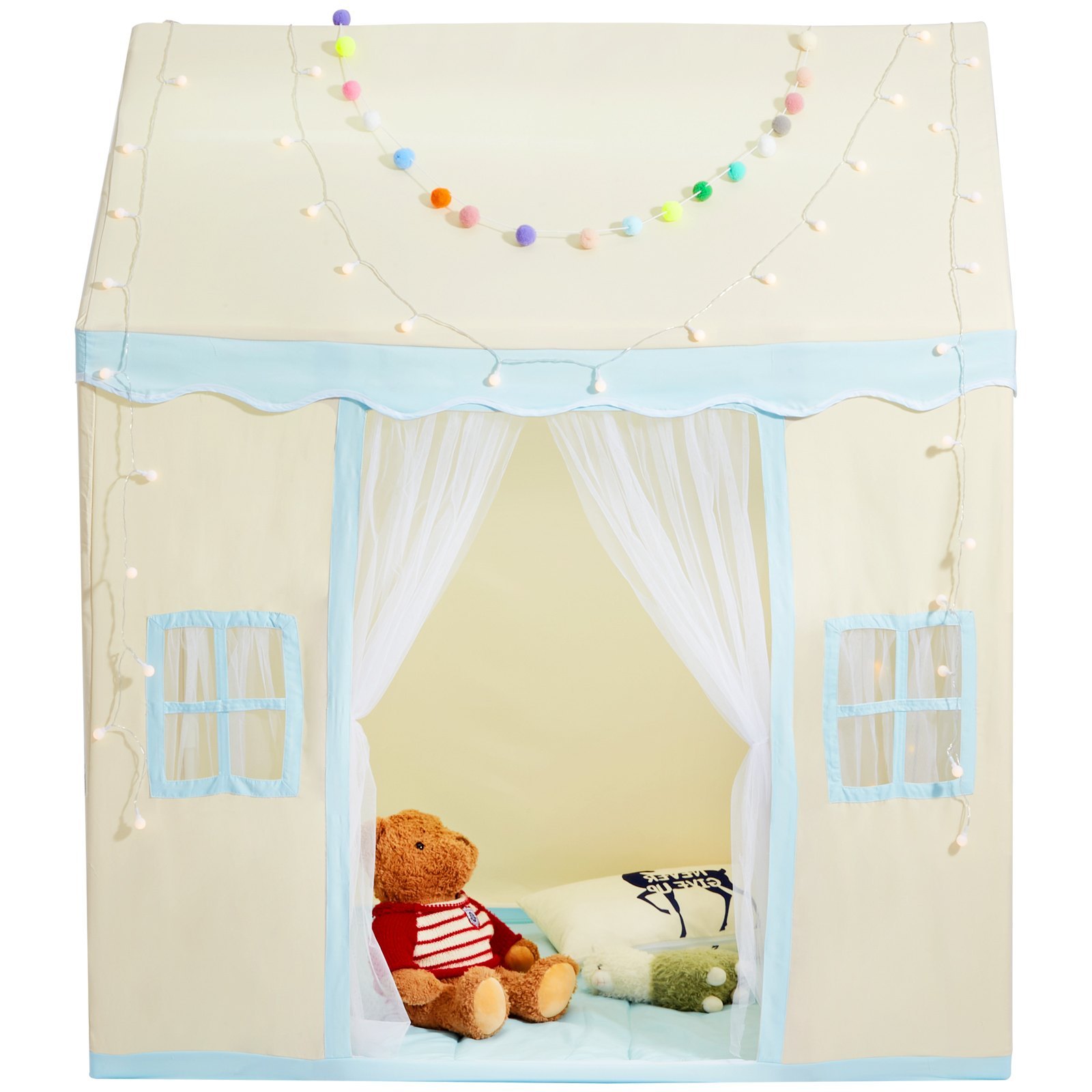 VEVOR Kids Play Tent, Kids Tent For Kids 1-5 Years Old, Toddler Tent With Mat And Tent Lamp, Tent For Kids With Windows For Indoor And Outdoor, Play House Castle Tent For Boys And Girls, Beige only US shipping - Image 3