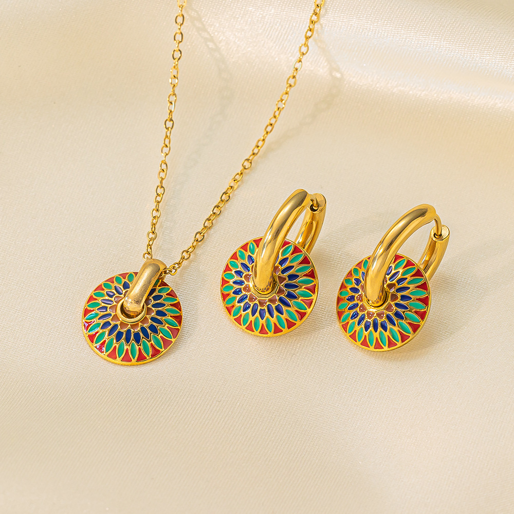 Stainless Steel Necklace Earrings Women's Jewelry Suit - Image 8