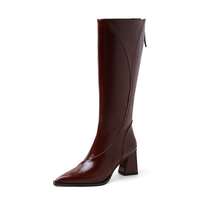 Retro Maillard Tube High Heel Riding Boots lady - Image 7