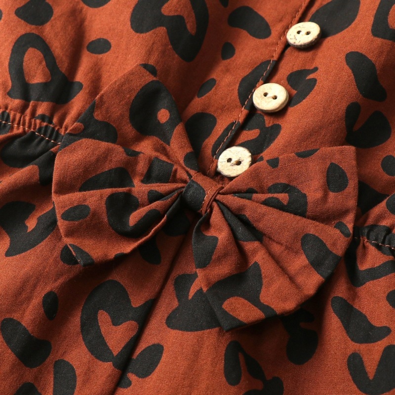 European And American Leopard Print Strap Cute Cotton Bow Clothing Bodysuit - Image 4