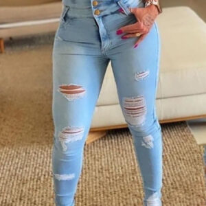 High Waisted Button Slim Fit - Elastic And Breathable, Street Style Jeans, High Waisted Jeans