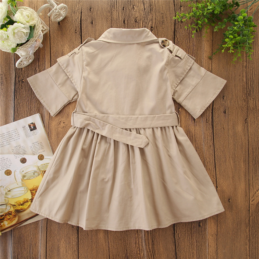 Kids Summer Clothing Beige Korean Style Children Shirt Girls' Dress Medium And Large Children's Dress Children Shirt - Image 9
