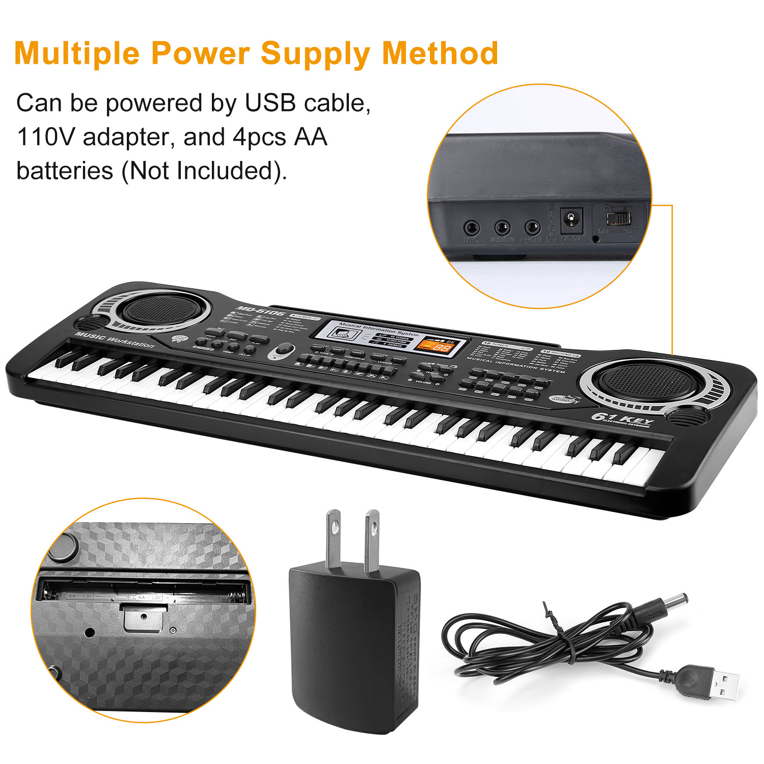 61 Keys Digital Music Electronic Keyboard Electric Piano Musical Instrument Kids Learning Keyboard With Microphone For Beginners only US shipping - Image 8