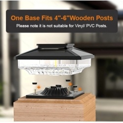 6 Pack Outdoor Solar Poat Cap Lights Cold White IP65 Waterproof For 4x4 5x5 6x6 Wood Posts In Garden Decor White - Image 4