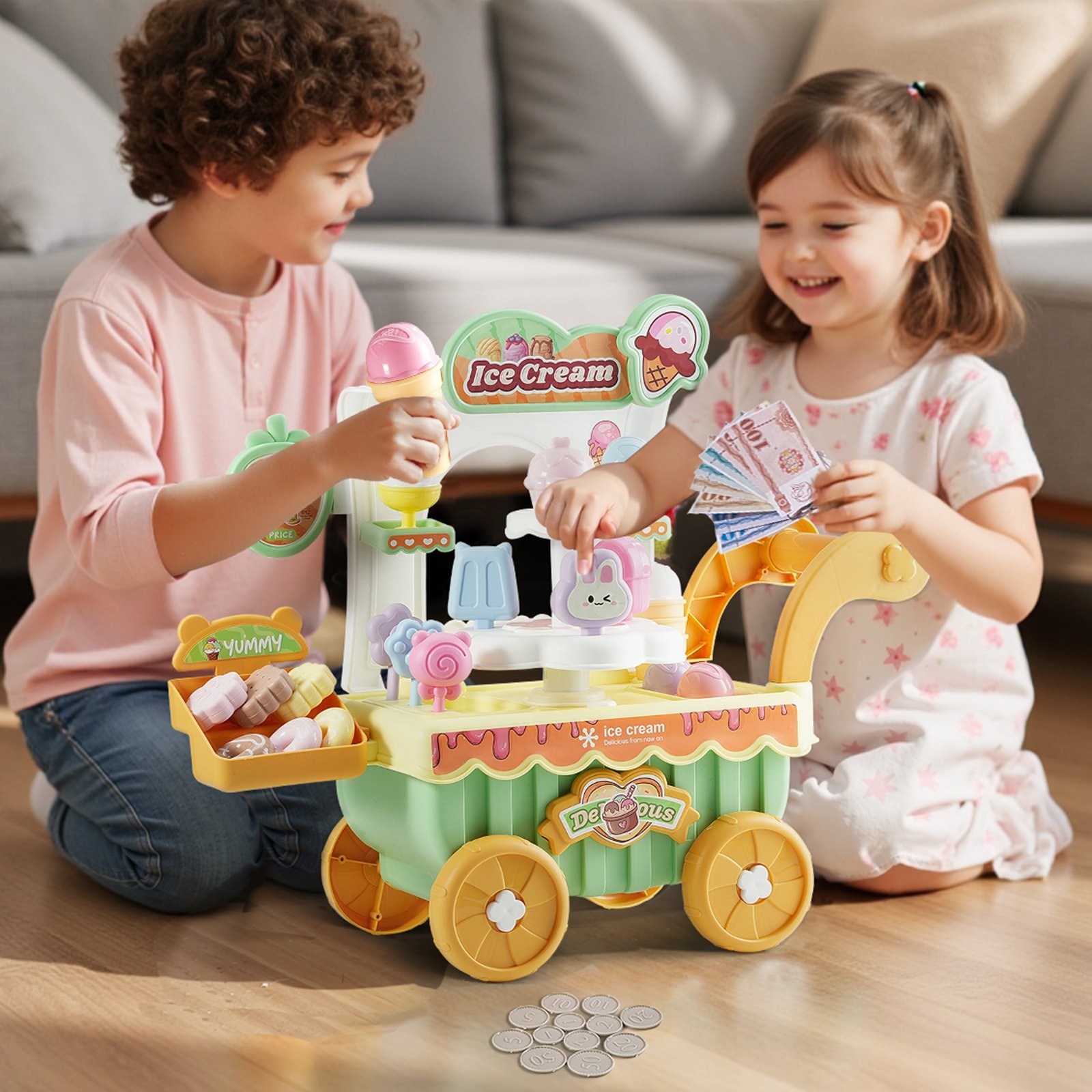 Ice Cream Cart For Kids Pretend Play Ice Cream Shop For Kids only US shipping