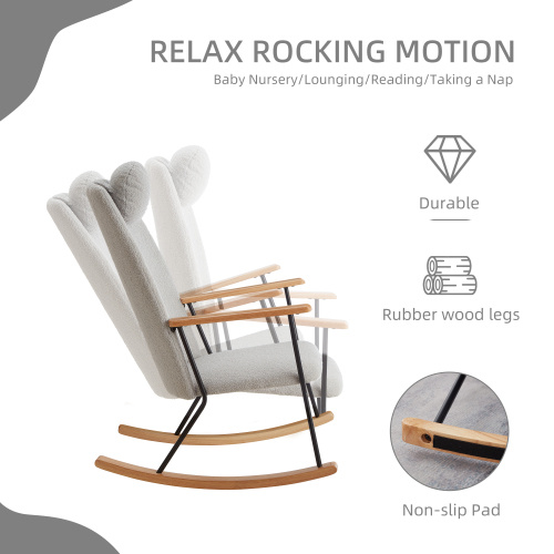 Modern Rocking Chairs Upholstered Chairs Comfortable Side Chairs For Children's Rooms, Bedrooms, Living Rooms - Image 5