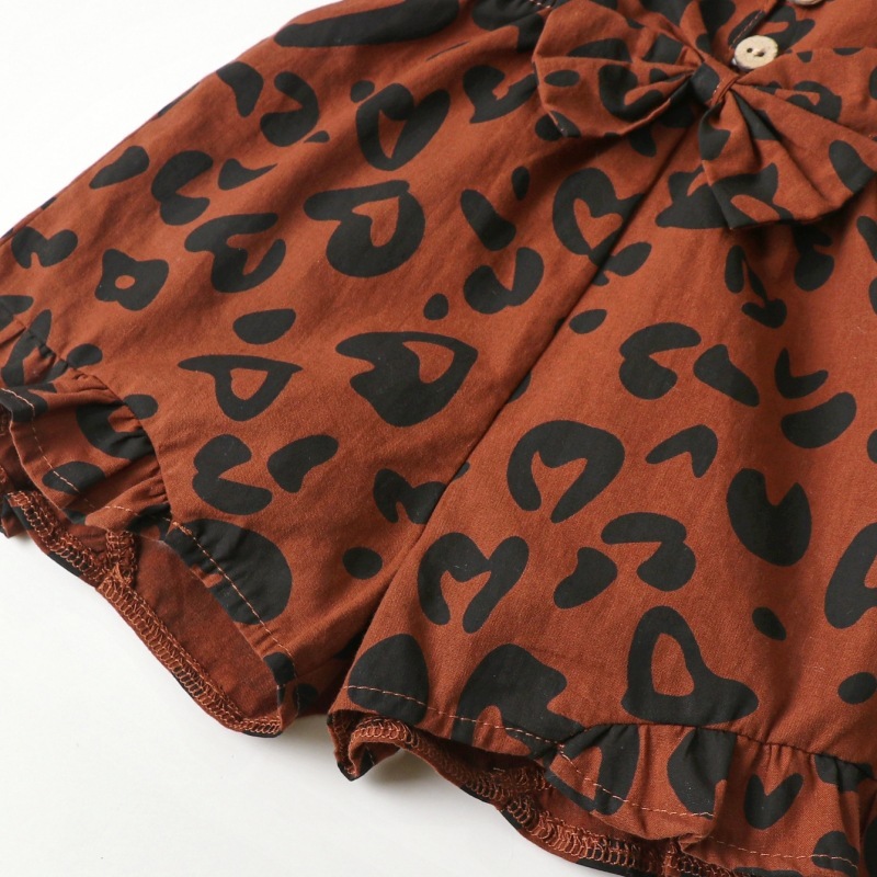European And American Leopard Print Strap Cute Cotton Bow Clothing Bodysuit - Image 2