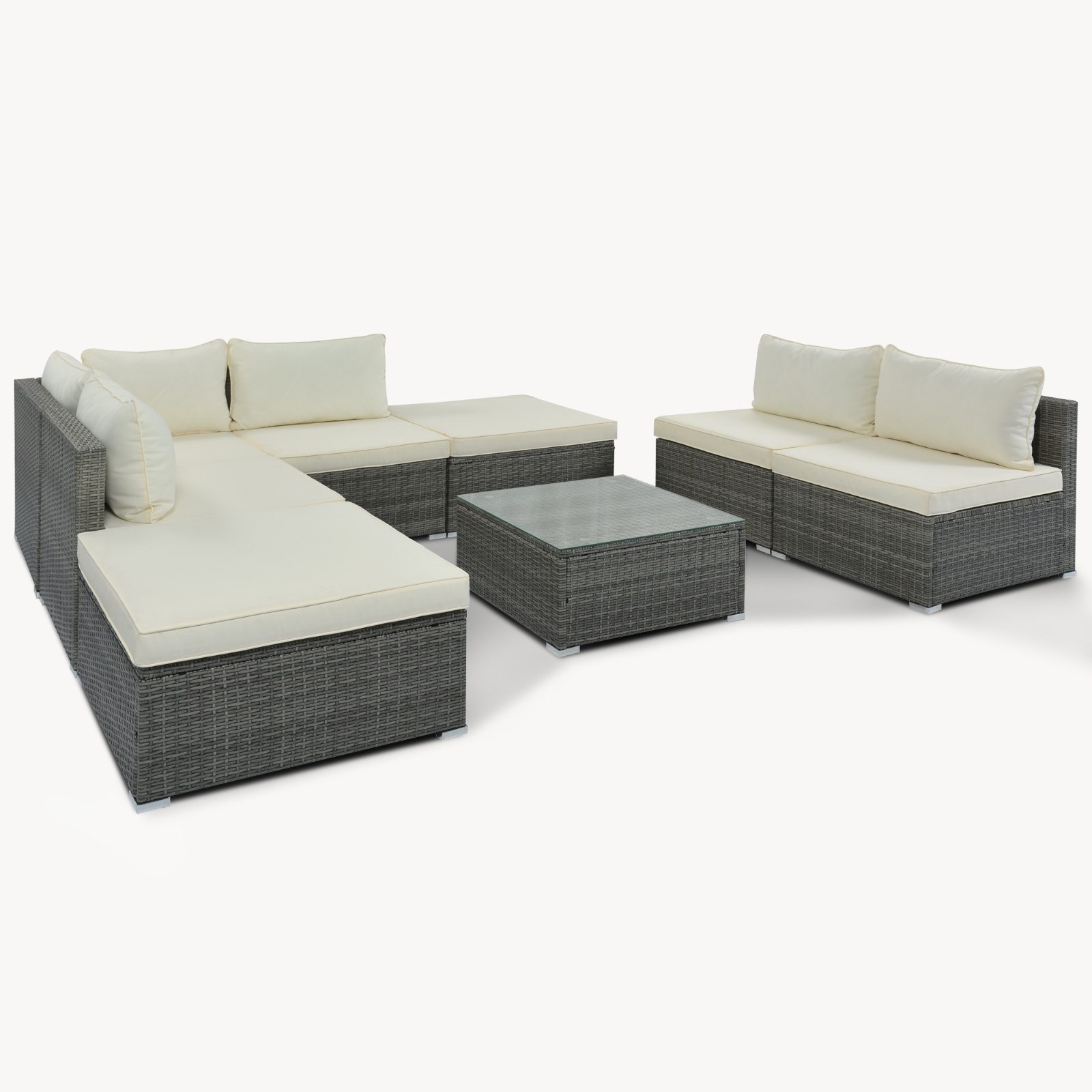 8-Pc Outdoor Patio Furniture Set, Garden Wicker Sofa, Single Sofa Combinable - Image 5