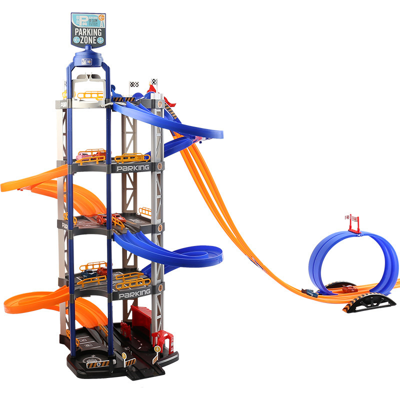 Two-lane Competition 5-storey 8-car Parking Lot Children Interactive DIY Assembled Track - Image 3