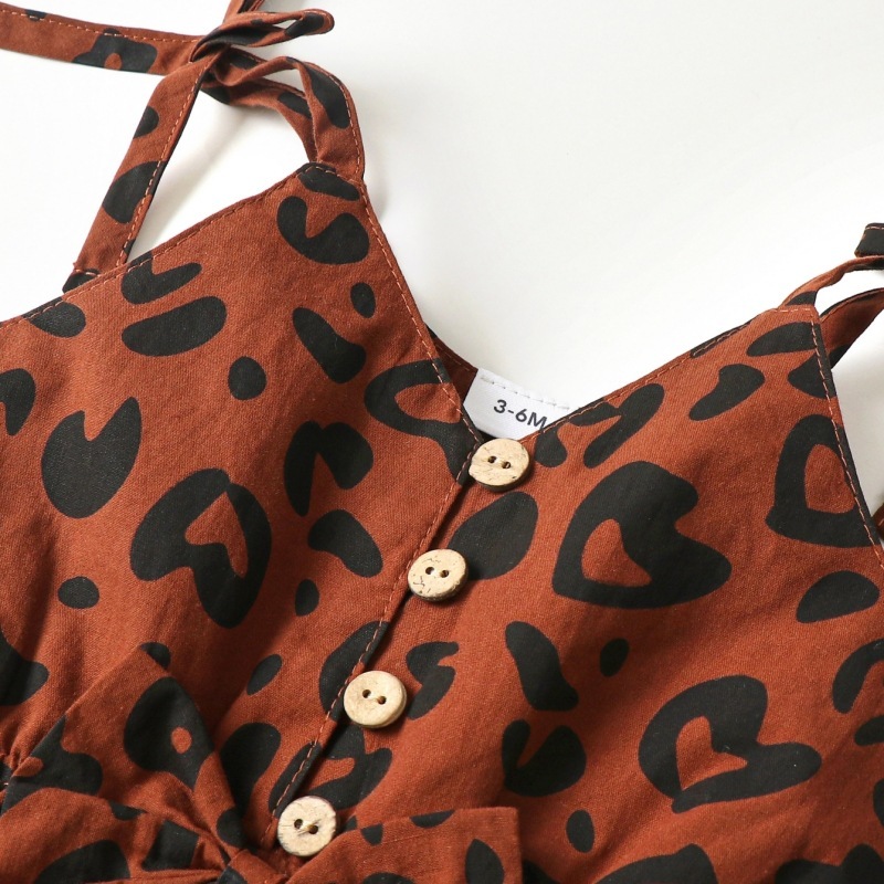 European And American Leopard Print Strap Cute Cotton Bow Clothing Bodysuit - Image 5