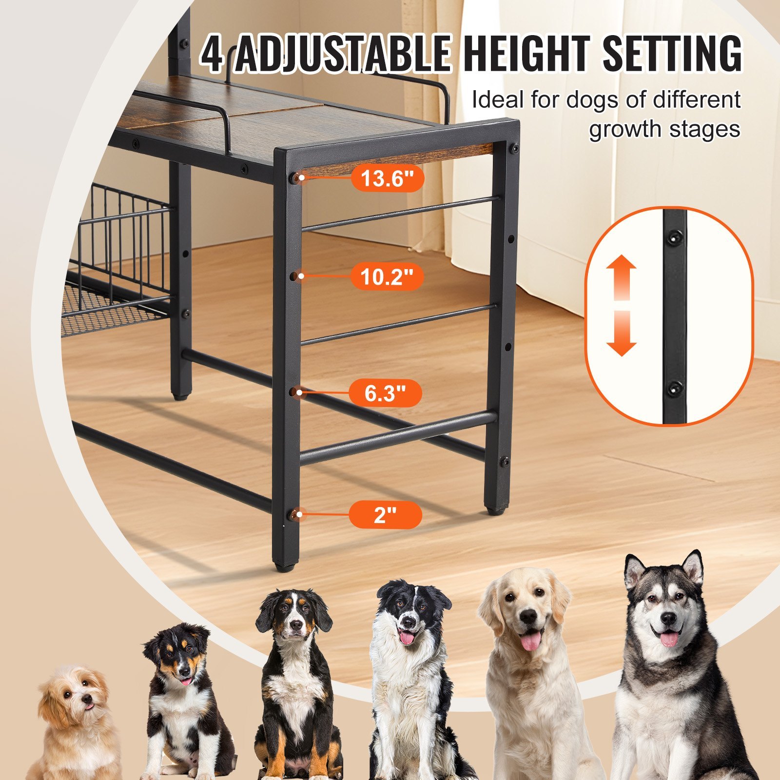 Pet Feeding Station With Storage Dog Food & Toy Organizer Raised Dog Bowls no include plate - Image 2