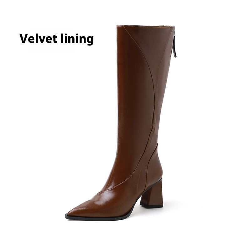Retro Maillard Tube High Heel Riding Boots lady - Image 8