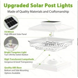 6 Pack Outdoor Solar Poat Cap Lights Cold White IP65 Waterproof For 4x4 5x5 6x6 Wood Posts In Garden Decor White - Image 5