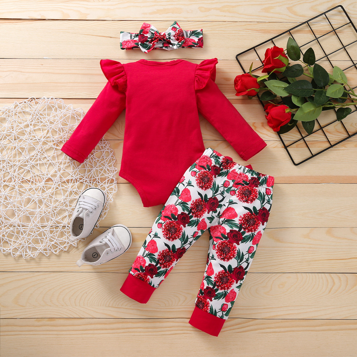 Autumn Girl's Clothing Baby Girl Long-sleeved Alphabet Romper Suit - Image 5