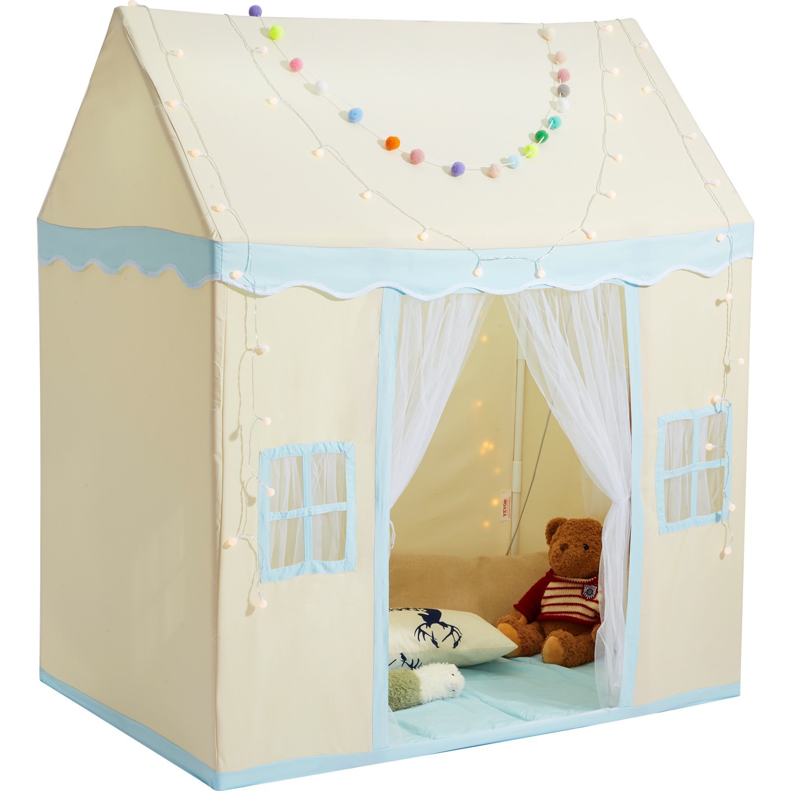 VEVOR Kids Play Tent, Kids Tent For Kids 1-5 Years Old, Toddler Tent With Mat And Tent Lamp, Tent For Kids With Windows For Indoor And Outdoor, Play House Castle Tent For Boys And Girls, Beige only US shipping - Image 7