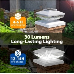 6 Pack Outdoor Solar Poat Cap Lights Cold White IP65 Waterproof For 4x4 5x5 6x6 Wood Posts In Garden Decor White - Image 7