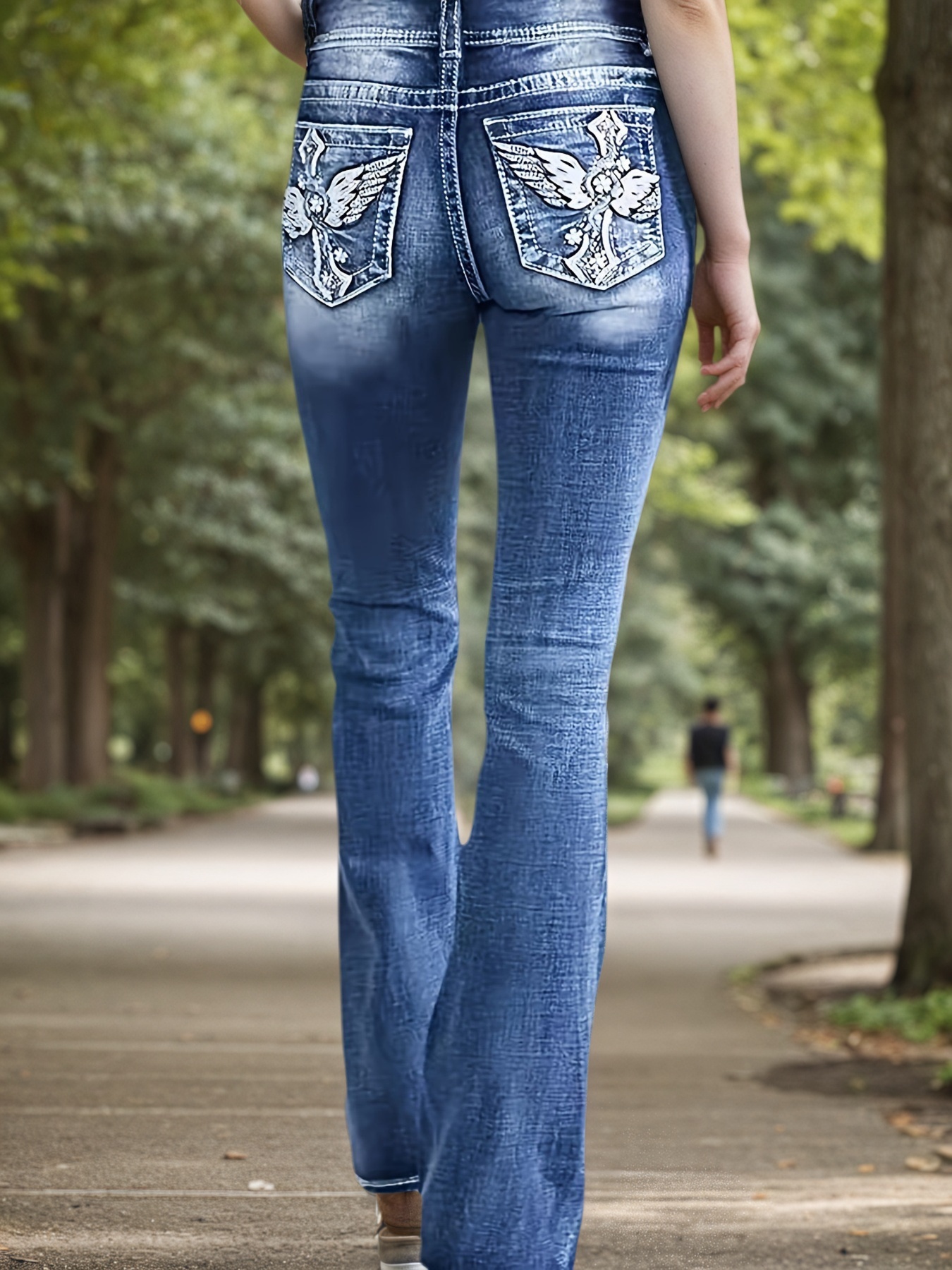 Versatile And Fashionable Stretch Denim Bell Bottoms, Retro Street Style, - Image 5