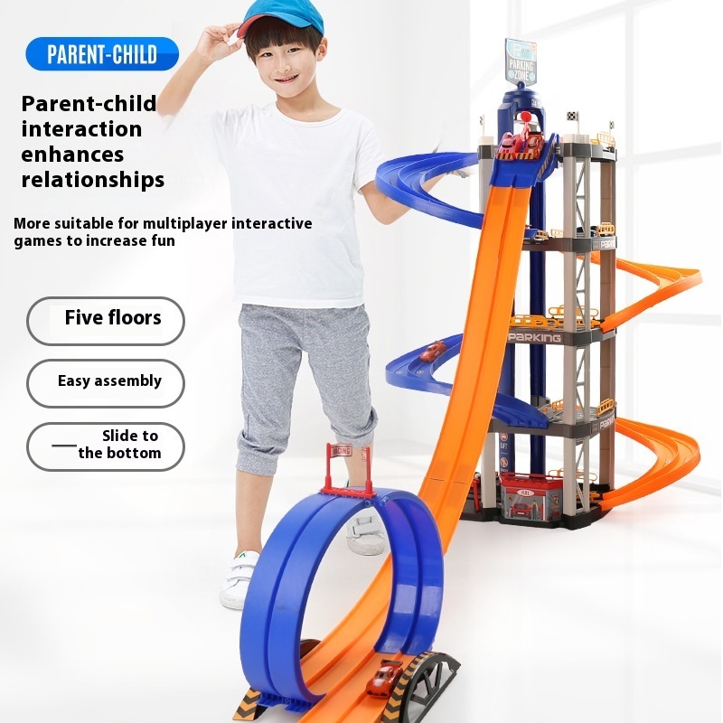 Two-lane Competition 5-storey 8-car Parking Lot Children Interactive DIY Assembled Track - Image 6