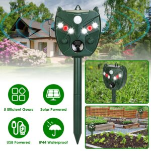 1Pc Ultrasonic Solar Animal Repeller Outdoor Mole Snake Squirrel Mouse Chaser Waterproof Bird Deer Dog Cat Deterrent With 5 Gears For Farm Garden Yard