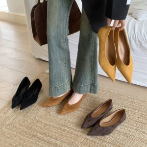 Wedge Suede Pointed Toe Pumps Women's Shoes office