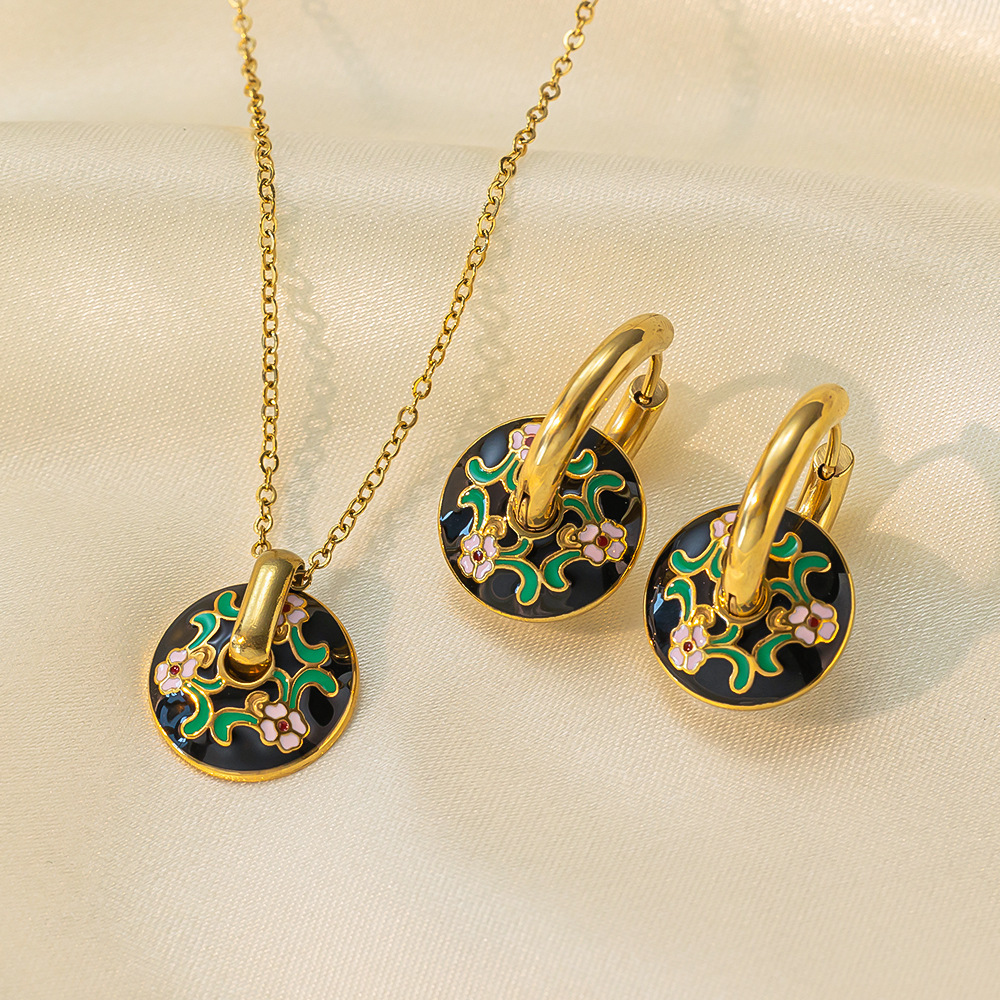 Stainless Steel Necklace Earrings Women's Jewelry Suit - Image 10