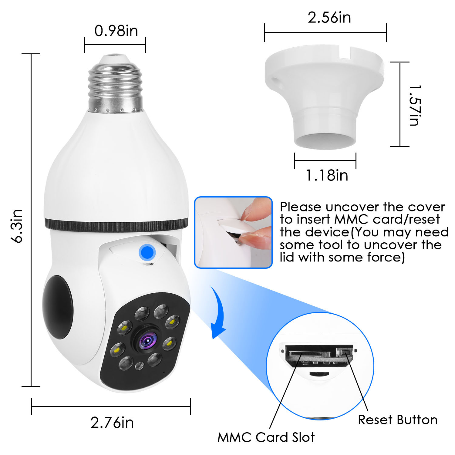 1Pc E27 WiFi Bulb Camera 1080P FHD WiFi IP Pan Tilt Security Surveillance Camera With Two-Way Audio Full Color Night Vision Flood Light Motion Tracking Siren Function APP Control - Image 3