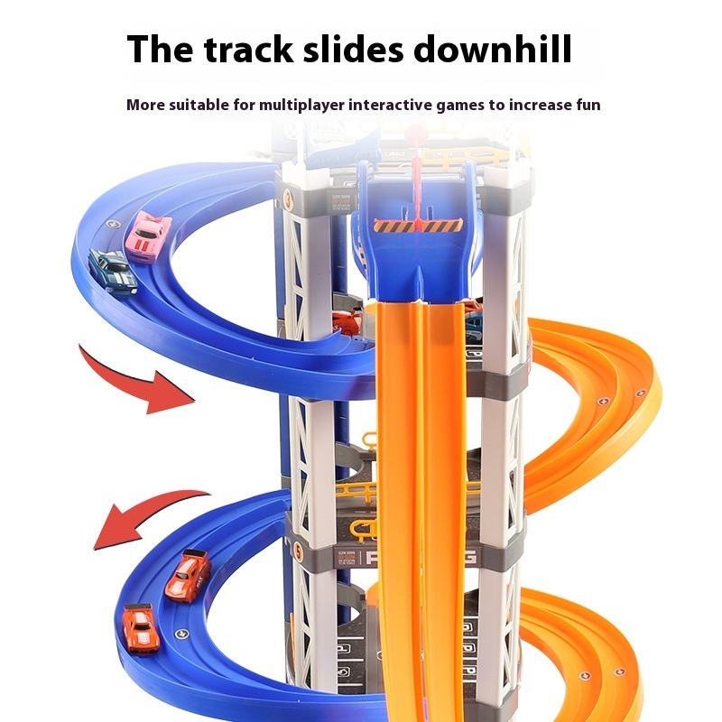 Two-lane Competition 5-storey 8-car Parking Lot Children Interactive DIY Assembled Track - Image 5