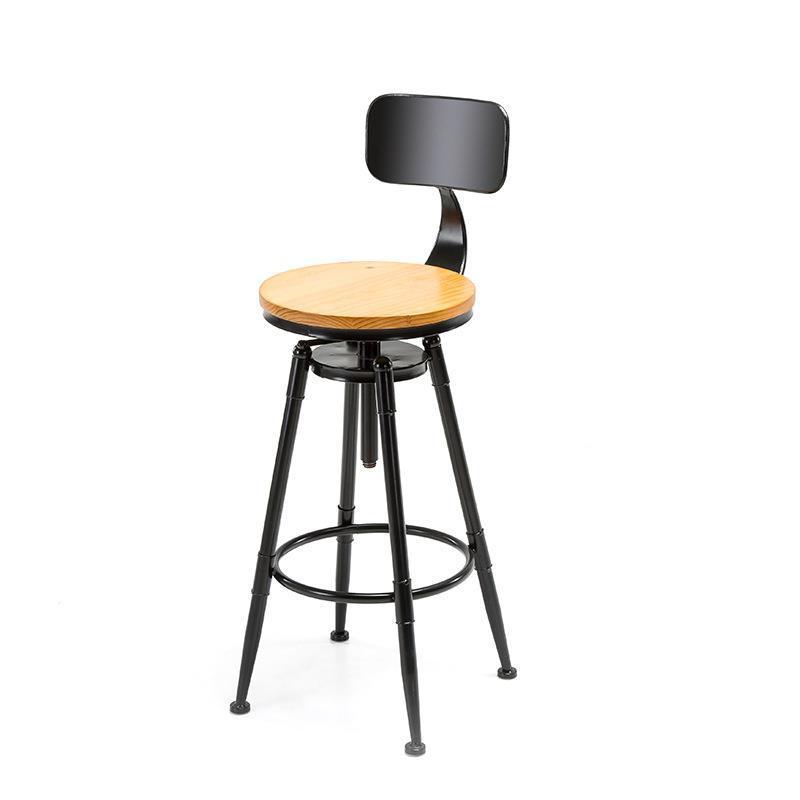 Iron Solid Wood Adjustable Bar Stool Please note this product is oversized. The actual shipping cost may be higher. shipping 30 days - Image 2