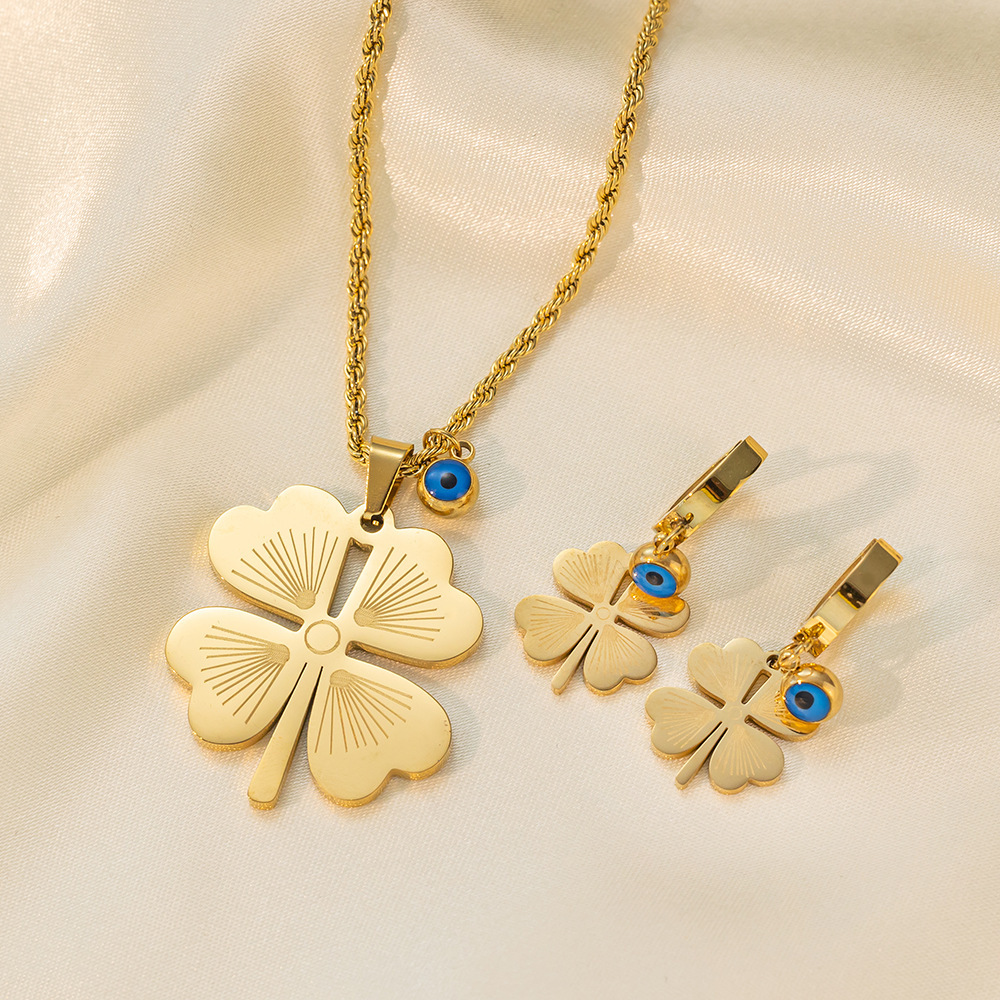 Stainless Steel Necklace Earrings Women's Jewelry Suit - Image 9