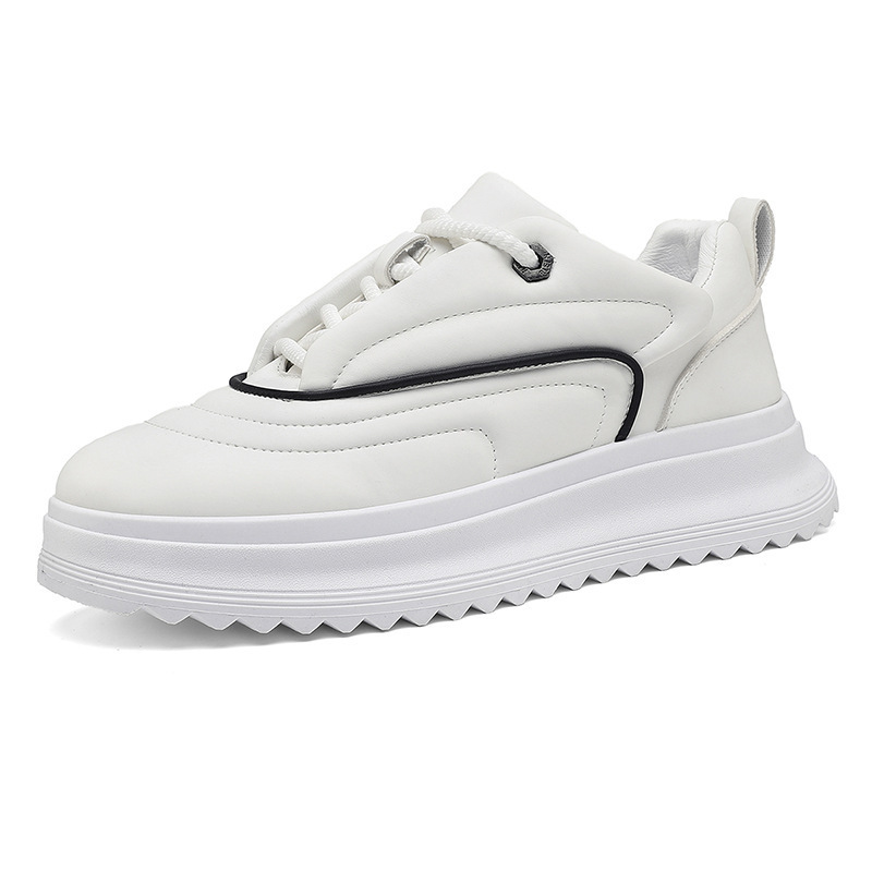 Versatile Student PU Leather Sports Height Increasing Leisure Thick Bottom Bread Shoes - Image 5