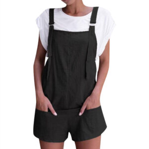 Pocket Overalls Shorts High Waist