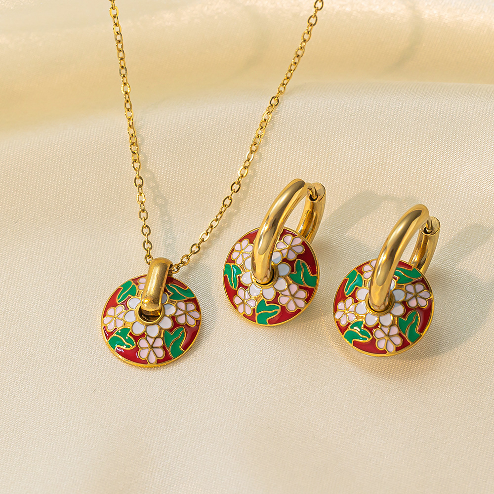 Stainless Steel Necklace Earrings Women's Jewelry Suit - Image 4