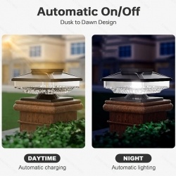 6 Pack Outdoor Solar Poat Cap Lights Cold White IP65 Waterproof For 4x4 5x5 6x6 Wood Posts In Garden Decor White - Image 6