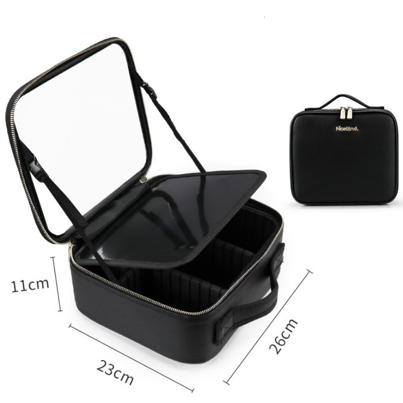 Smart LED Cosmetic Case With Mirror Cosmetic Bag Large Capacity Fashion Portable Storage Bag Travel Makeup Bags - Image 9
