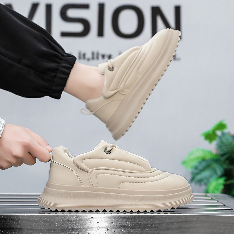 Versatile Student PU Leather Sports Height Increasing Leisure Thick Bottom Bread Shoes - Image 7