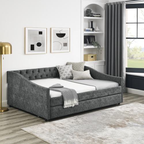 The Full-size Sofa Bed Features A Double-sized Upholstered Tufted Sofa Bed On Wheels Unavailable for- Temu - Image 8