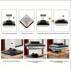 6 Pack Outdoor Solar Poat Cap Lights Cold White IP65 Waterproof For 4x4 5x5 6x6 Wood Posts In Garden Decor White - Image 3