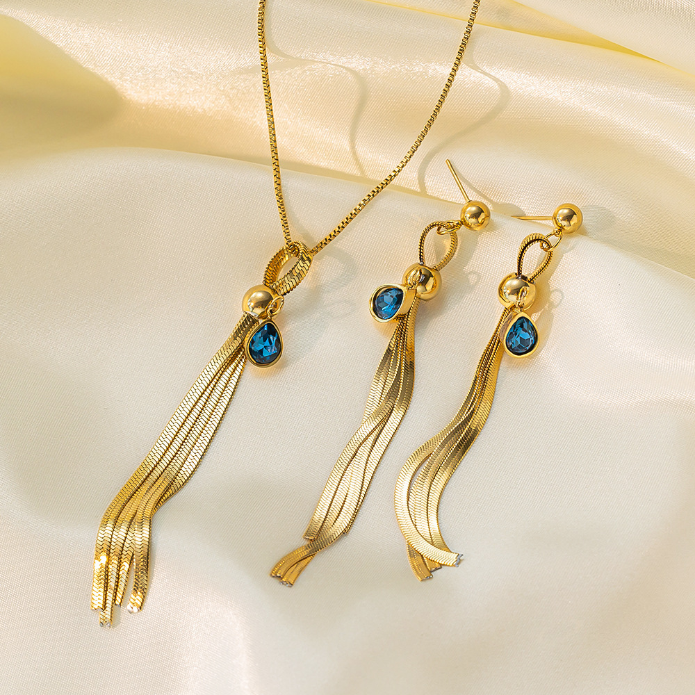 Stainless Steel Necklace Earrings Women's Jewelry Suit - Image 5