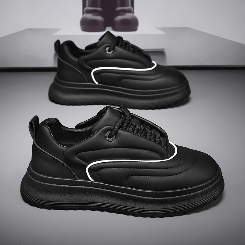 Versatile Student PU Leather Sports Height Increasing Leisure Thick Bottom Bread Shoes - Image 2