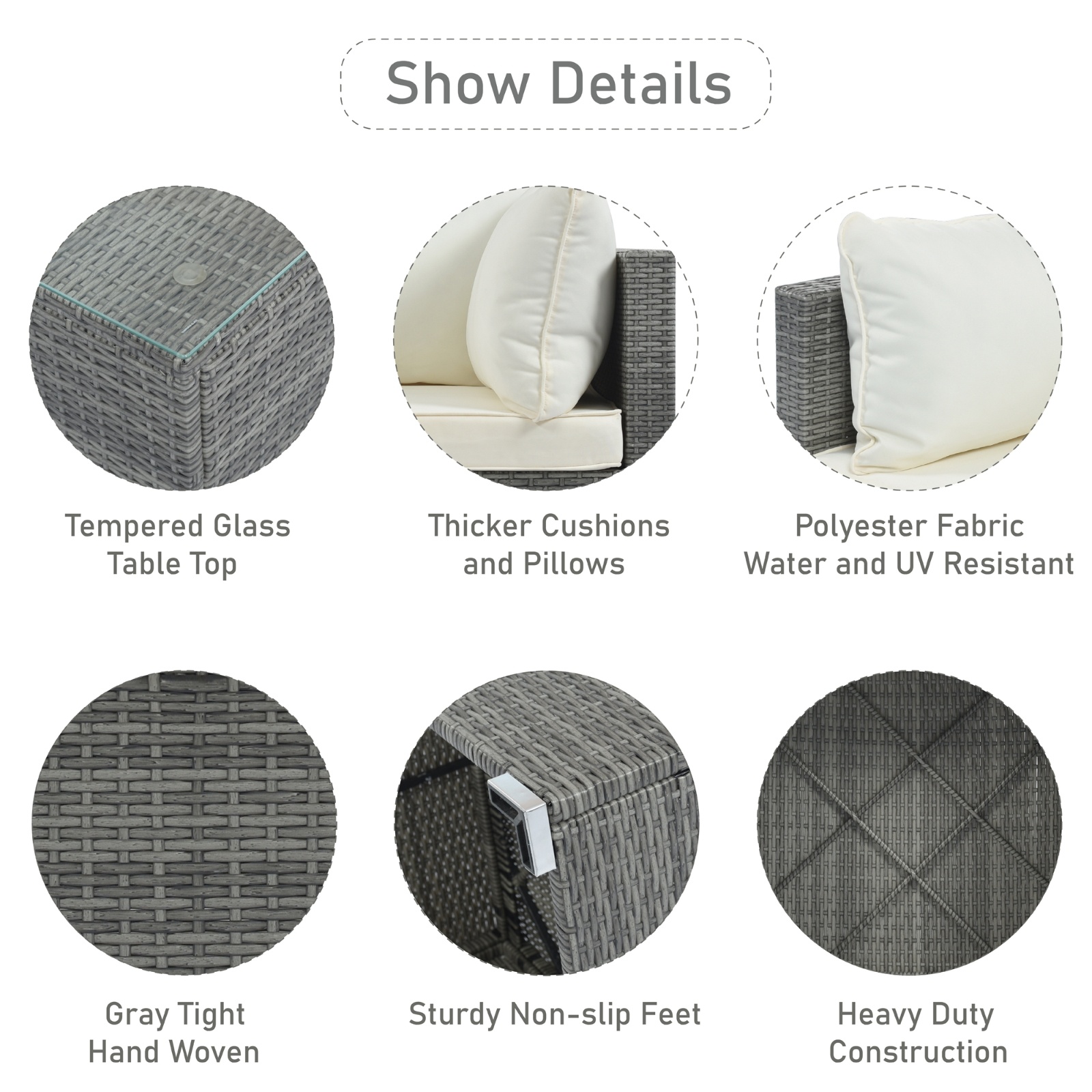 8-Pc Outdoor Patio Furniture Set, Garden Wicker Sofa, Single Sofa Combinable - Image 9