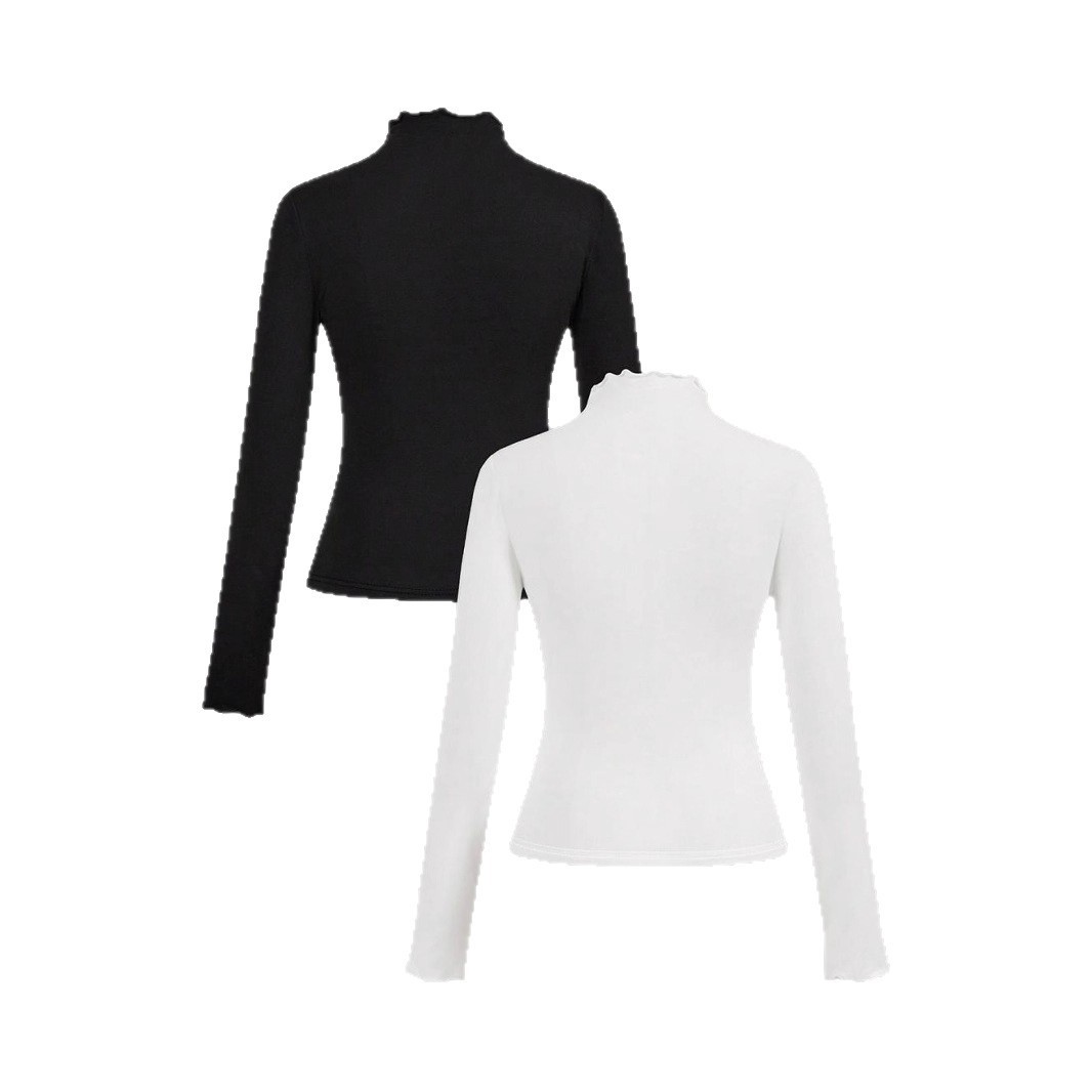 Women's Ruffled Knitted Slim Bottoming Shirt soft neck - Image 5