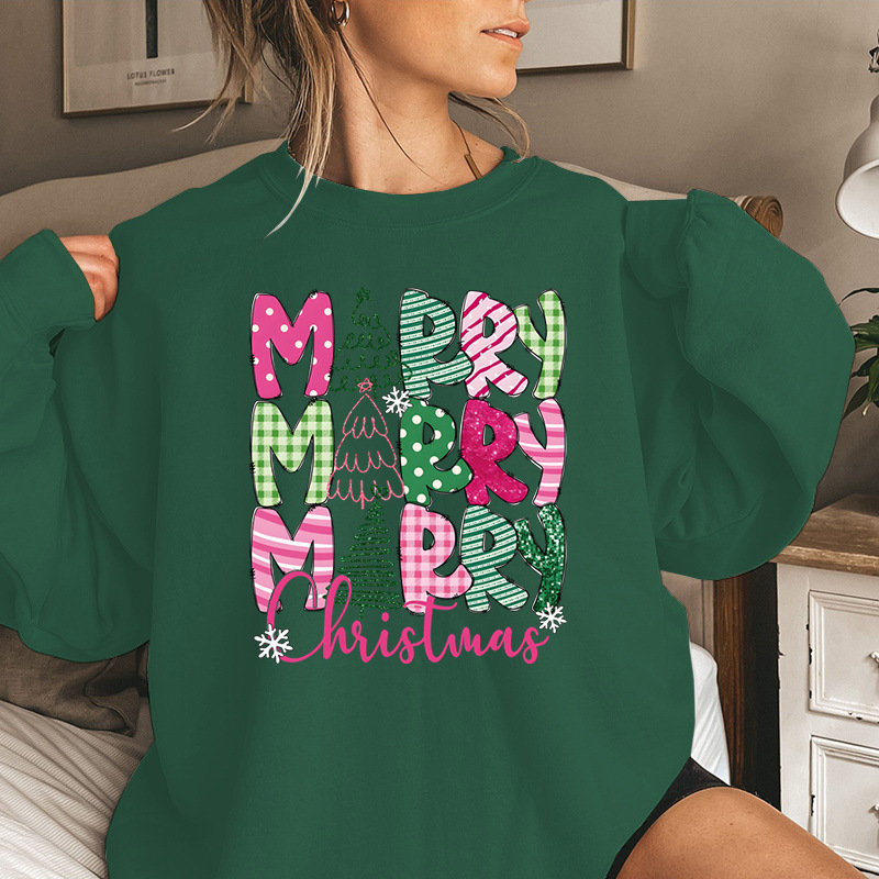 Merry Christmas E Cartoon Sweatshirt Festive Cute Gifts - Image 8