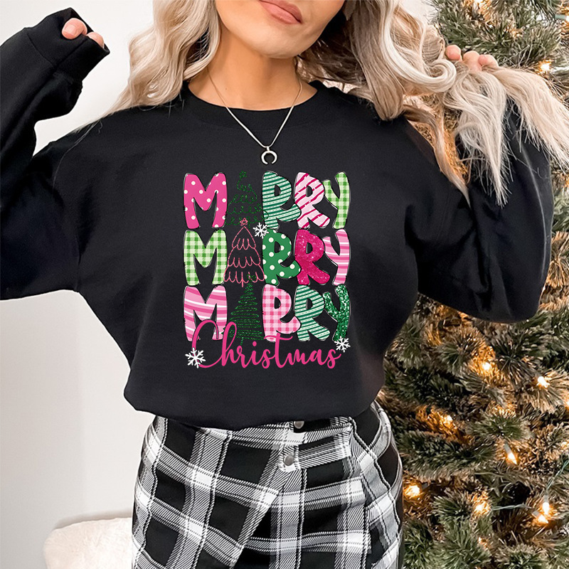 Merry Christmas E Cartoon Sweatshirt Festive Cute Gifts - Image 5