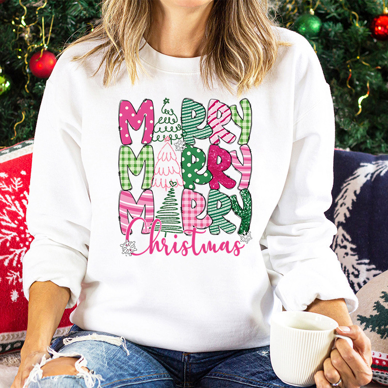 Merry Christmas E Cartoon Sweatshirt Festive Cute Gifts - Image 6
